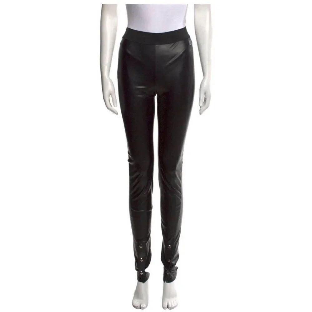 RTA Maelee high waisted leggings Vegan Faux Leather Skinny Pants Solid Black 25